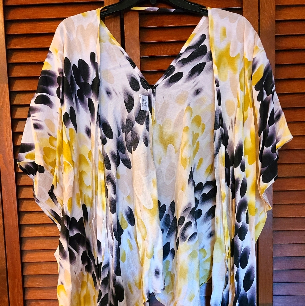 Sak Saum yellow/black no size pullover open poncho